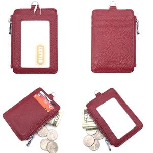 IXYVIA Leather ID Case ,Card Holder,Zip Coin Purse